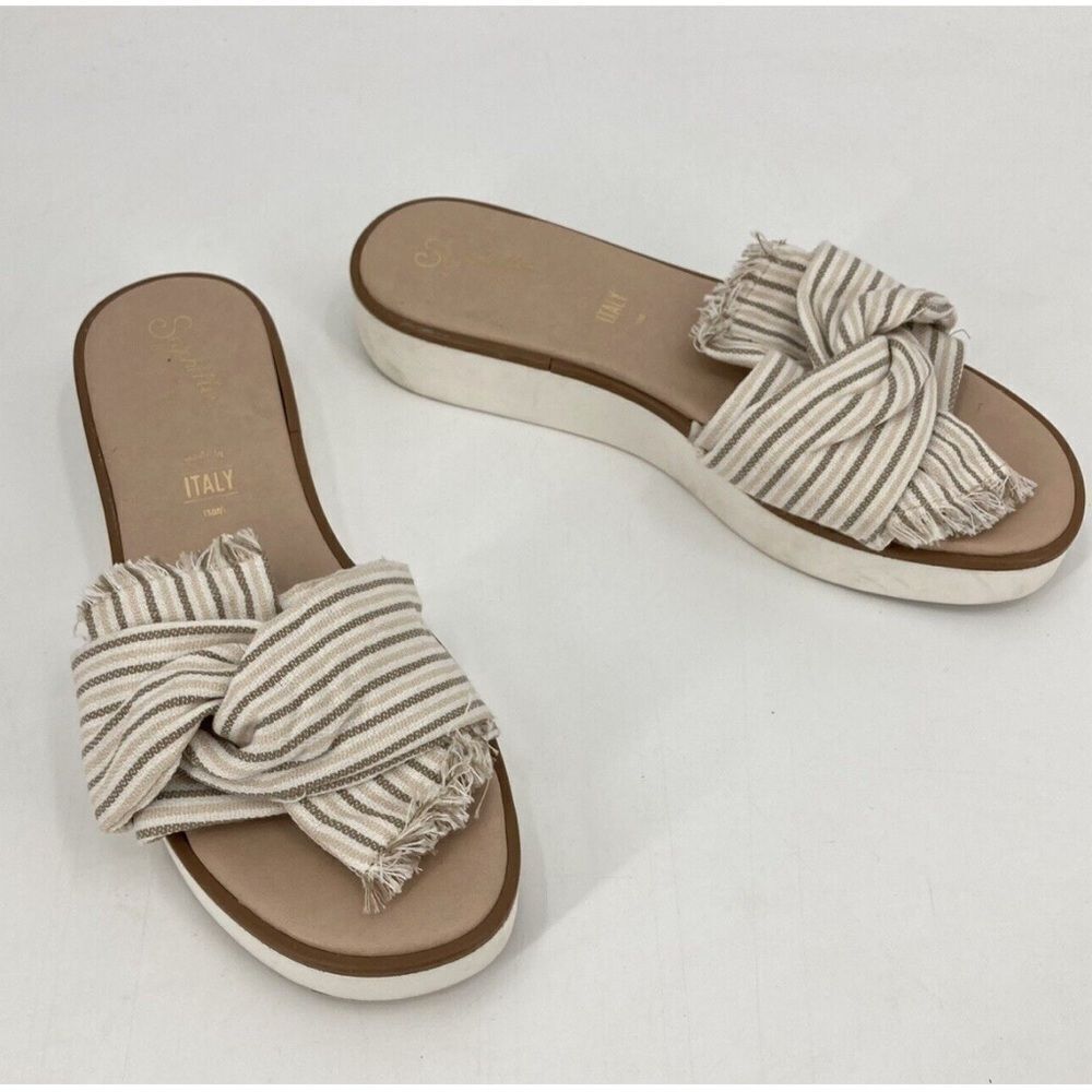 Seychelles Anthropologie Coastal beach Slide platform Italian Sandal Size 7.5